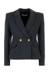 Alessandra Rich Tweed Blazer With Structured Shoulders And Gold Buttons