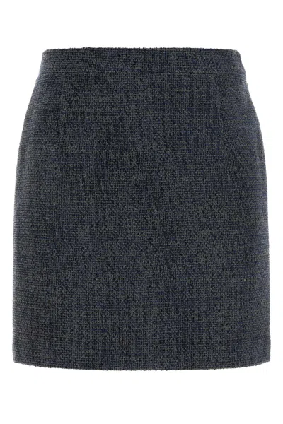 Alessandra Rich Embroidered Tweed Mini Skirt In Blue