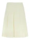 Alessandra Rich Pleated Wool Midi Skirt With Flared Silhouette