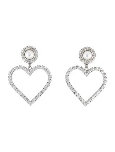 Pre-owned Alessandra Rich Faux Pearl & Crystal Clip-on Earrings In Multicolor
