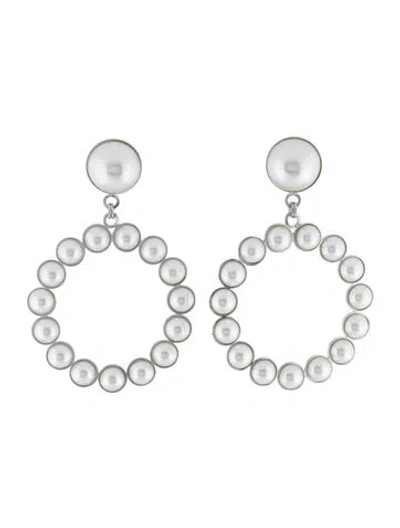 Pre-owned Alessandra Rich Faux Pearl Hoop Earrings In Multi