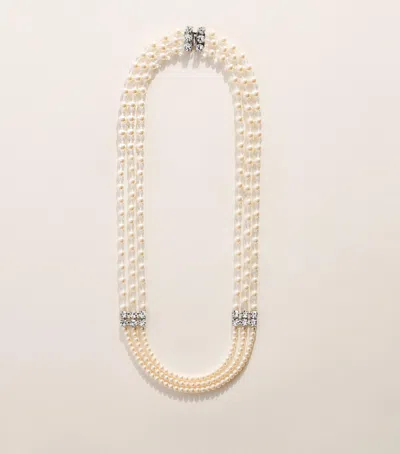 Alessandra Rich Faux Pearl Layered Necklace In Silver