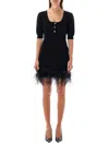 Alessandra Rich Short Dress Feather Trim