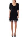 Alessandra Rich Short Dress Feather Trim