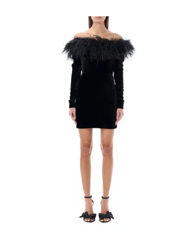 ALESSANDRA RICH ALESSANDRA RICH WIDE NECK VELVET MINI DRESS