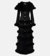 Alessandra Rich Lace Feather-trim Coat In Black