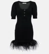 Alessandra Rich Women's Mini Dress Feather Trim In Black