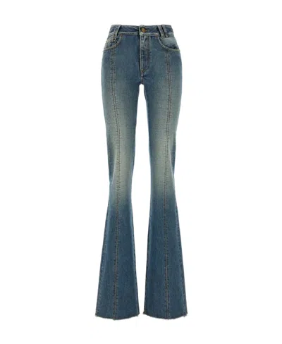 Alessandra Rich Flared Denim Jeans In Blue