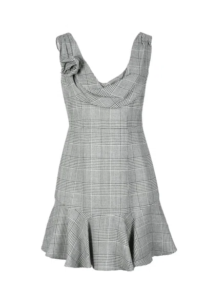 Alessandra Rich Flared Short Dress - Black/white In Gray