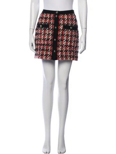 Pre-owned Alessandra Rich Fleece Mini Skirt In Black/red/white