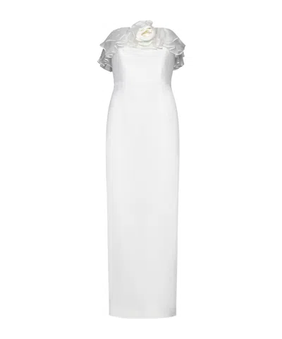 ALESSANDRA RICH ALESSANDRA RICH FLORAL-APPLIQUÉ RUFFLED CADY GOWN
