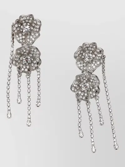Alessandra Rich Floral Crystal Drop Hypoallergenic Statement Earrings In Metallic