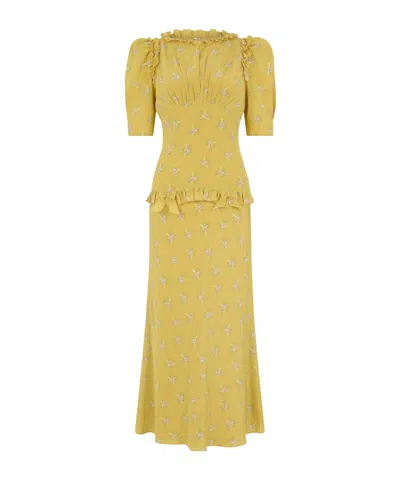 Alessandra Rich Floral-print Ruffled Dress In Yellow