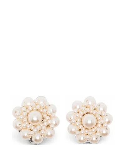 Alessandra Rich Floral-patterned Earrings In White