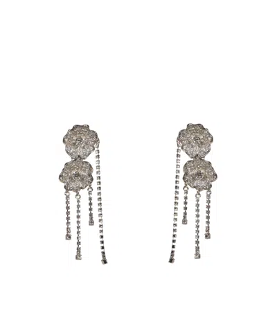 Alessandra Rich Floral Embellished Earrings In Transparent