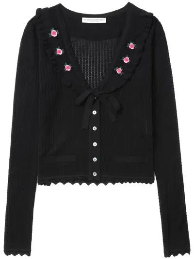 Alessandra Rich Embroidered Wool Knit Top In Black