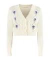 Alessandra Rich Floral-embroidered Wool Cardigan In White