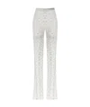 Alessandra Rich Rhinestone Lace Flared Leggings In White