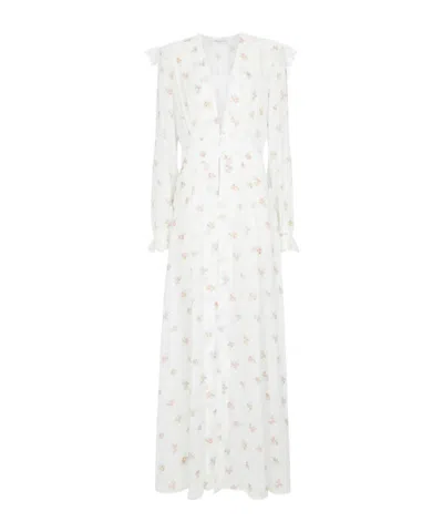 Alessandra Rich Floral Maxi Dress In White
