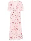 Alessandra Rich Floral Midi Dress In Pink