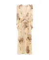 Alessandra Rich Floral-print Belted Silk Dress In Nude
