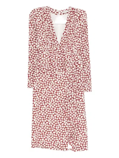 Alessandra Rich Floral-print Draped Midi Dress