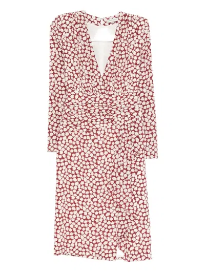 Alessandra Rich Floral-print Draped Midi Dress