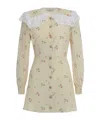 Alessandra Rich Floral Shirt Dress Lace Collar Neckline In Yellow