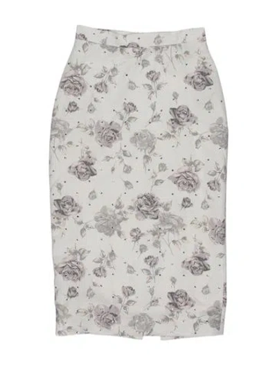 Pre-owned Alessandra Rich Floral Print Knee-length Skirt W/ Tags In White