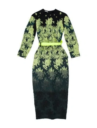 Pre-owned Alessandra Rich Floral Print Long Dress In Green