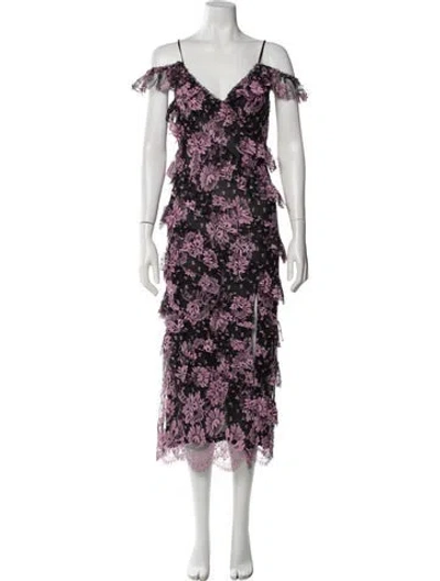 Pre-owned Alessandra Rich Floral Print Long Dress In Multi