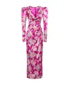 Alessandra Rich Silk Draped Dress In Pink