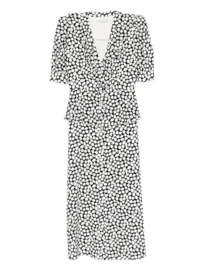 ALESSANDRA RICH FLORAL-PRINT MIDI DRESS