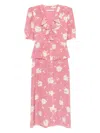 Alessandra Rich Floral-print Midi Dress In Pink