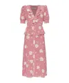 Alessandra Rich Floral Ruffled Silk Midi Dress In Pink