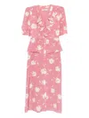 Alessandra Rich Floral-print Midi Dress In Purple