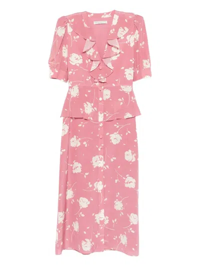 ALESSANDRA RICH FLORAL-PRINT MIDI DRESS