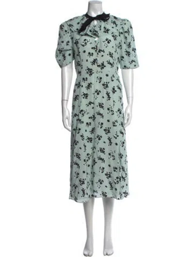Pre-owned Alessandra Rich Floral Print Midi Length Dress In Blue