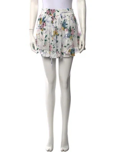 Pre-owned Alessandra Rich Floral Print Mini Shorts In White