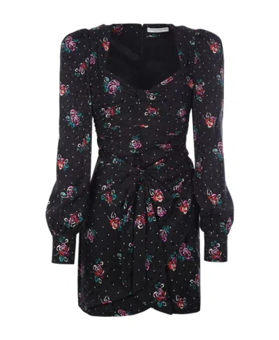 ALESSANDRA RICH ALESSANDRA RICH FLORAL-PRINTED RUCHED MINI DRESS