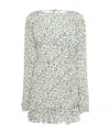 Alessandra Rich Draped Mini Dress With Floral Pattern In White