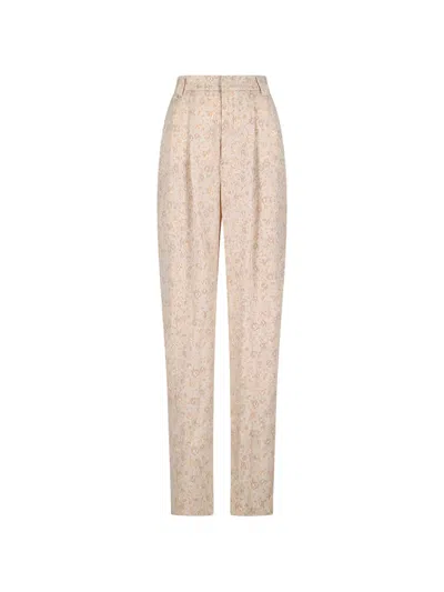 Alessandra Rich Floral-print Trousers In Neutral