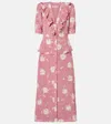 Alessandra Rich Floral Ruffled Silk Midi Dress In Pink