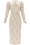 Alessandra Rich Floral-print Silk Midi Dress In Pink
