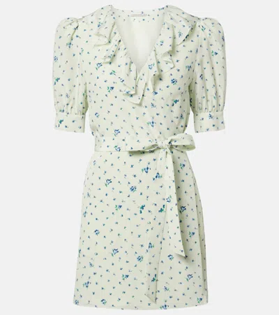 Alessandra Rich Floral Silk Minidress In Green