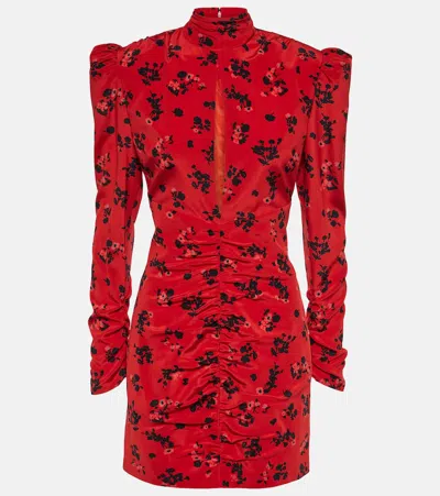 ALESSANDRA RICH FLORAL SILK MINIDRESS