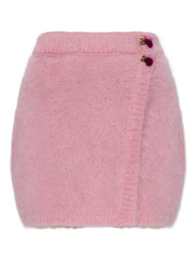 Alessandra Rich Flower-button Skirt In Pink