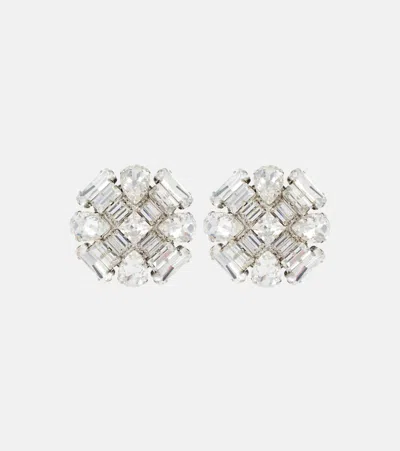 Alessandra Rich Flower Crystal-embellished Earrings In Silver