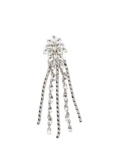 Alessandra Rich Flower Earrings In Silver With Crystals