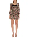 Alessandra Rich Flower Print Mini Dress In Multi
